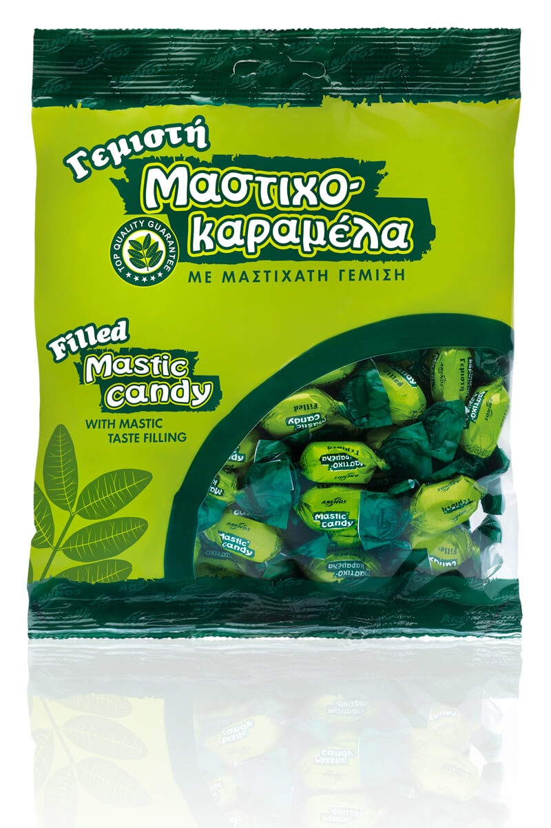 Μαστιχοκαραμέλα γεμιστή με κρέμα μαστίχας. Σακουλάκι 200g Μαστιχοκαραμέλα γεμιστή με κρέμα μαστίχας. Σακουλάκι 200g