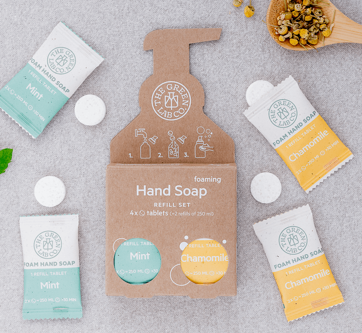 Handsoap tablets (set of 2X Mint and 2X Chamomile) Handsoap tablets (set of 2X Mint and 2X Chamomile)