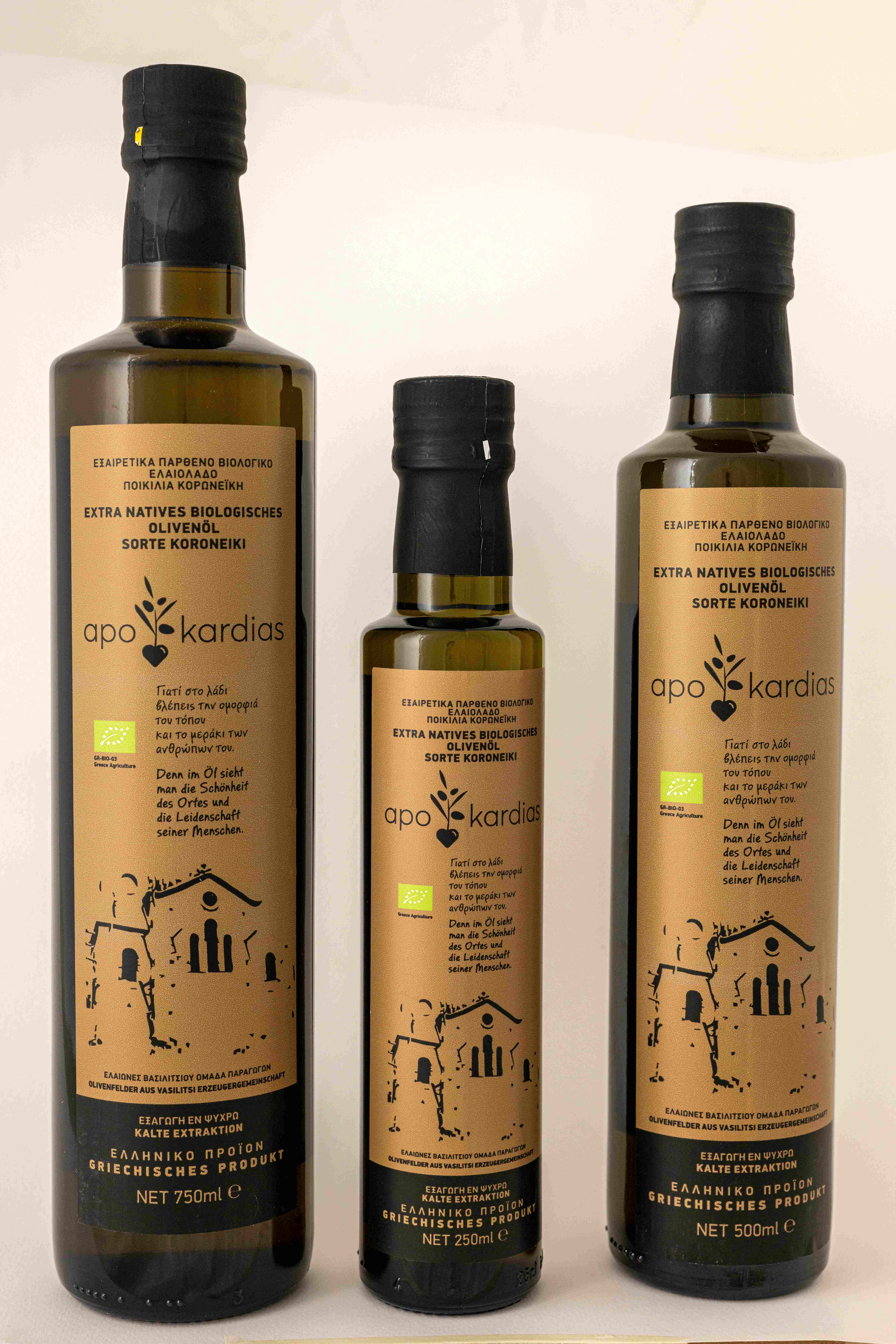 Organic Extra Virgin Olive Oil – 750, 500 , 250ml bottle