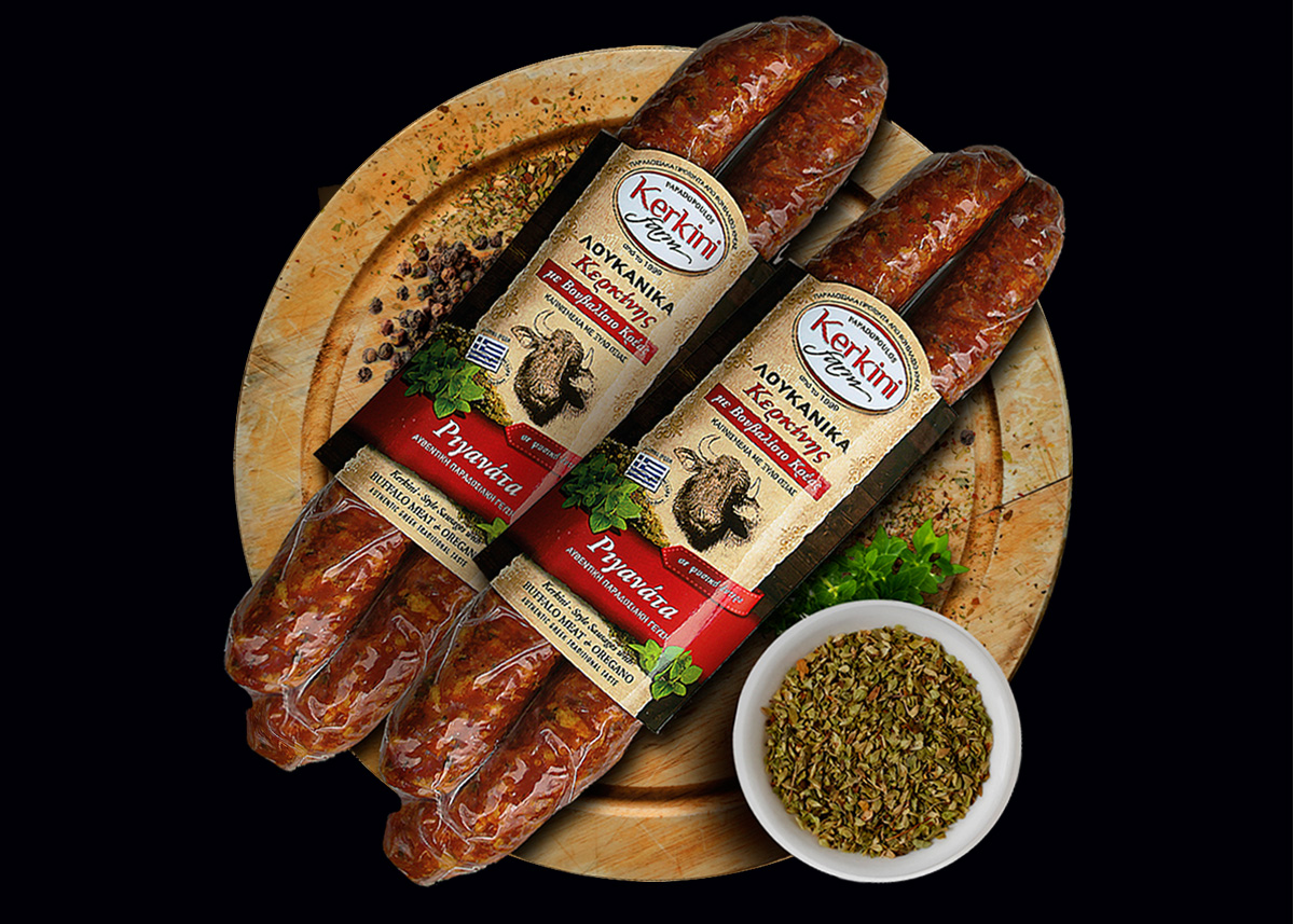 KERKINI FARM -Ριγανάτα Λουκάνικα Κερκίνης  με Bουβαλίσιο κρέας - 300gr KERKINI FARM -Ριγανάτα Λουκάνικα Κερκίνης  με Bουβαλίσιο κρέας - 300gr