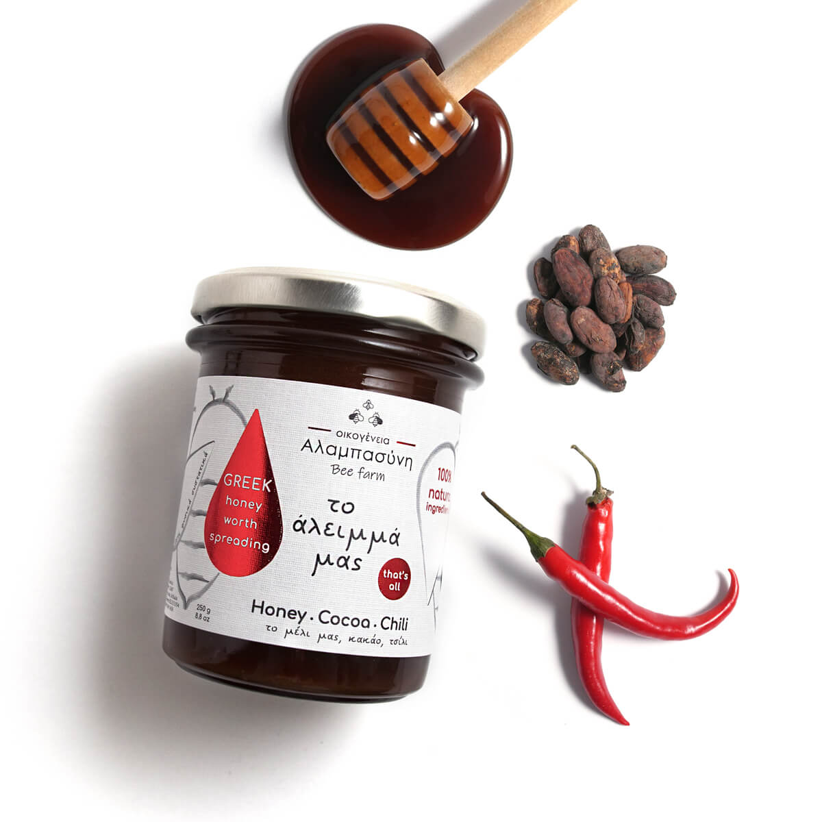Honey , cocoa & chilli Honey , cocoa & chilli