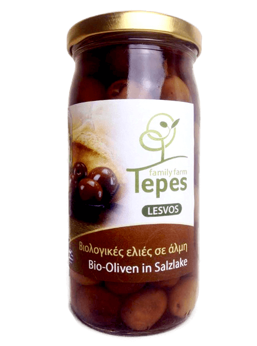 Organic olives in brine with chili flakes (boukovo)