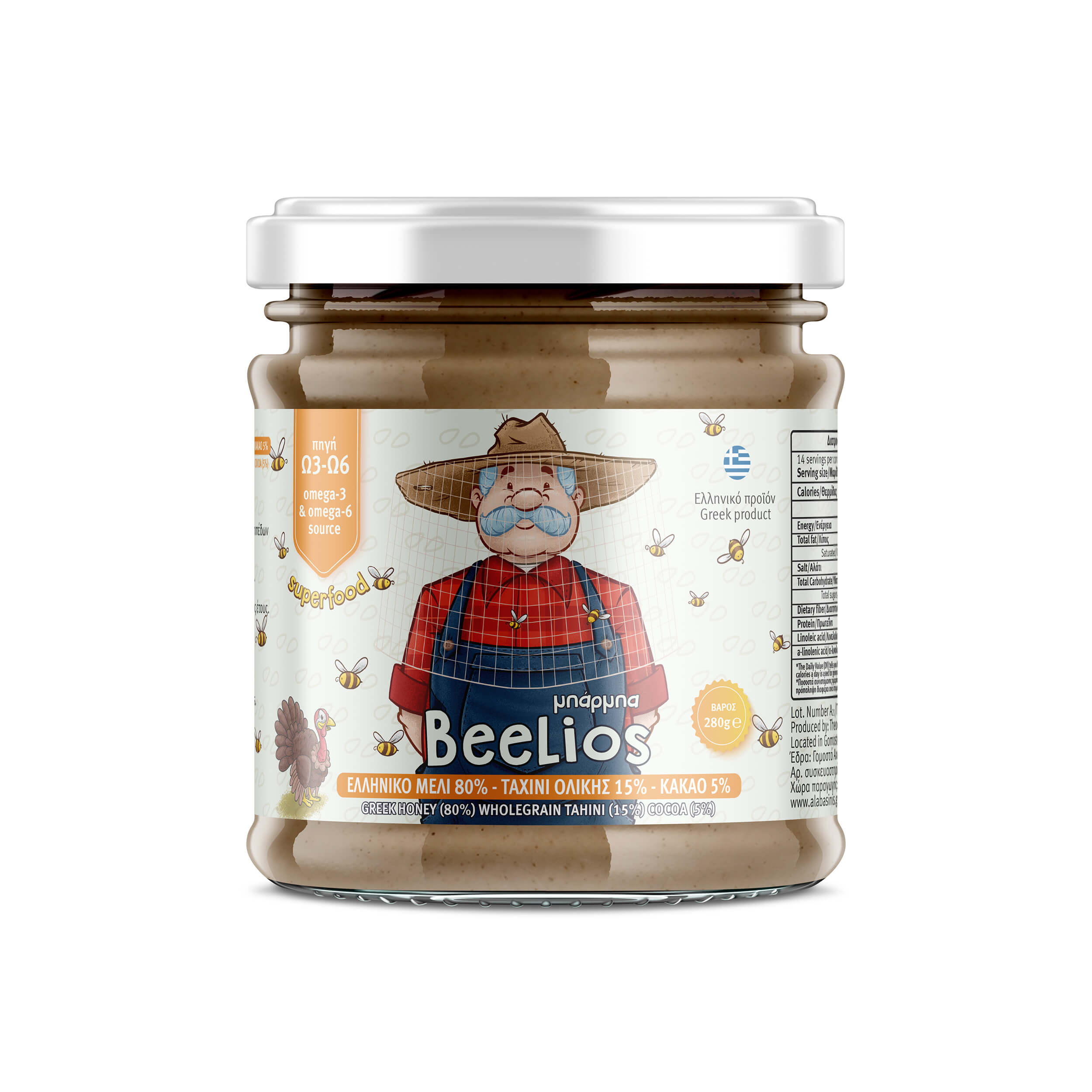 Μπάρμπα BeeLios (honey,wholegrain tahini&cocoa)