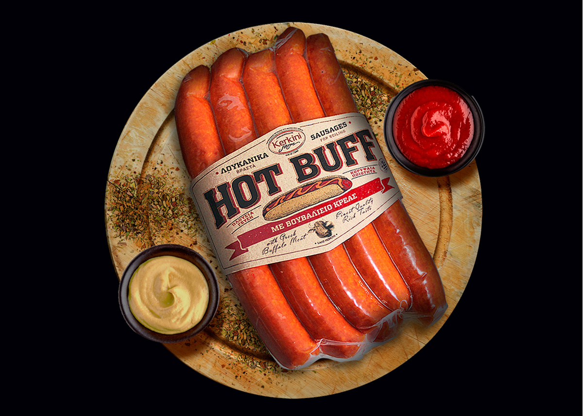 KERKINI FARM - Hot Buff Βραστά Λουκάνικα με Βουβαλίσιο Κρέας. Χωρίς Γλουτένη & Λακτόζη 300gr