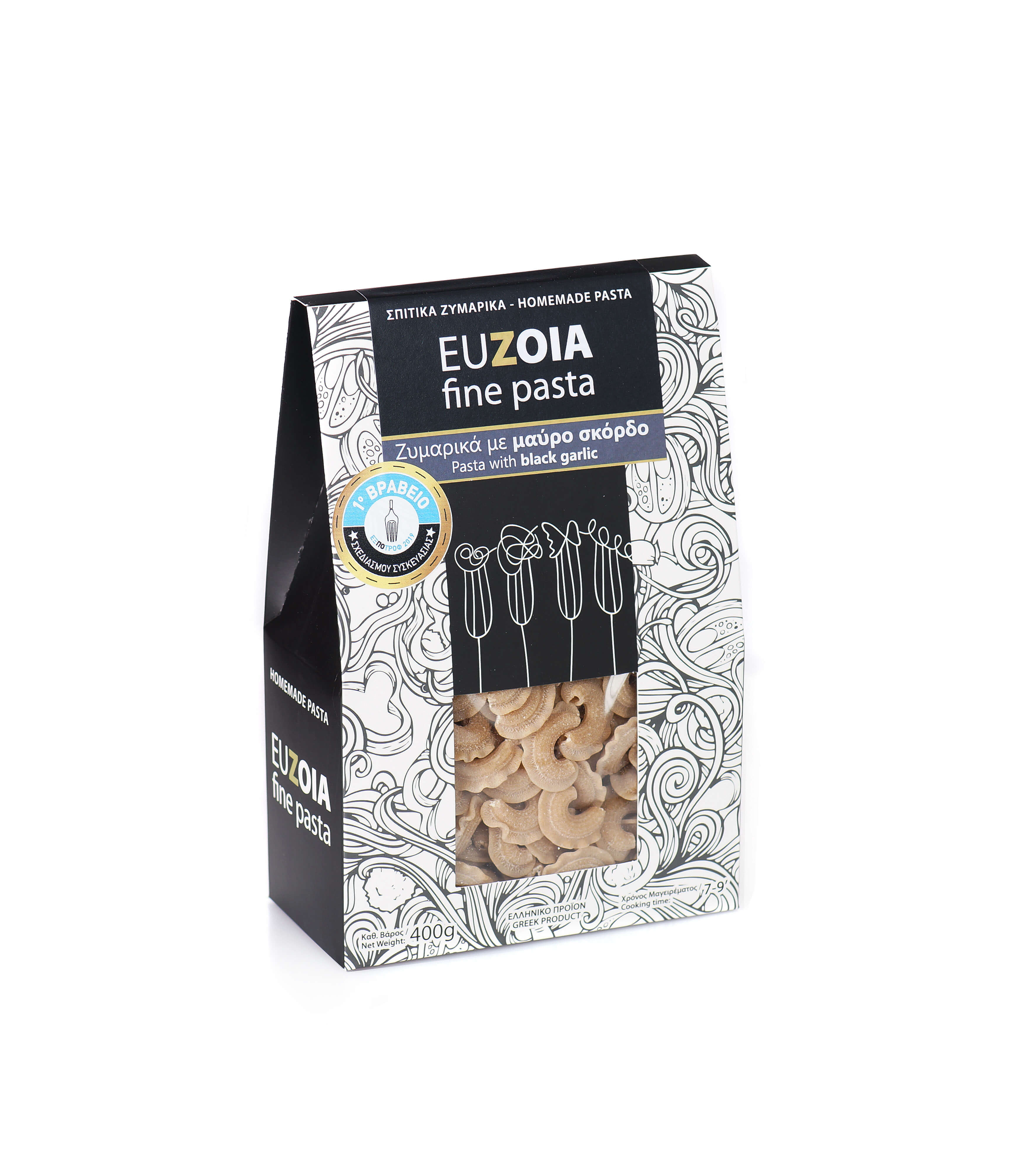 Pasta Rigati with black garlic, 400gr