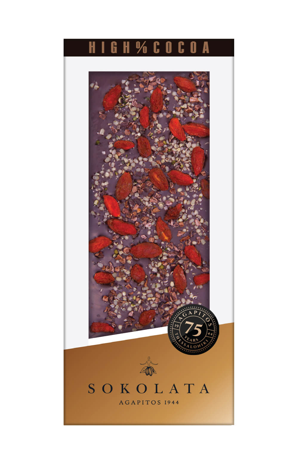 70% Dark Chocolate "Athlete's" - Hemp seeds, Goji berries, Cocoa nibs