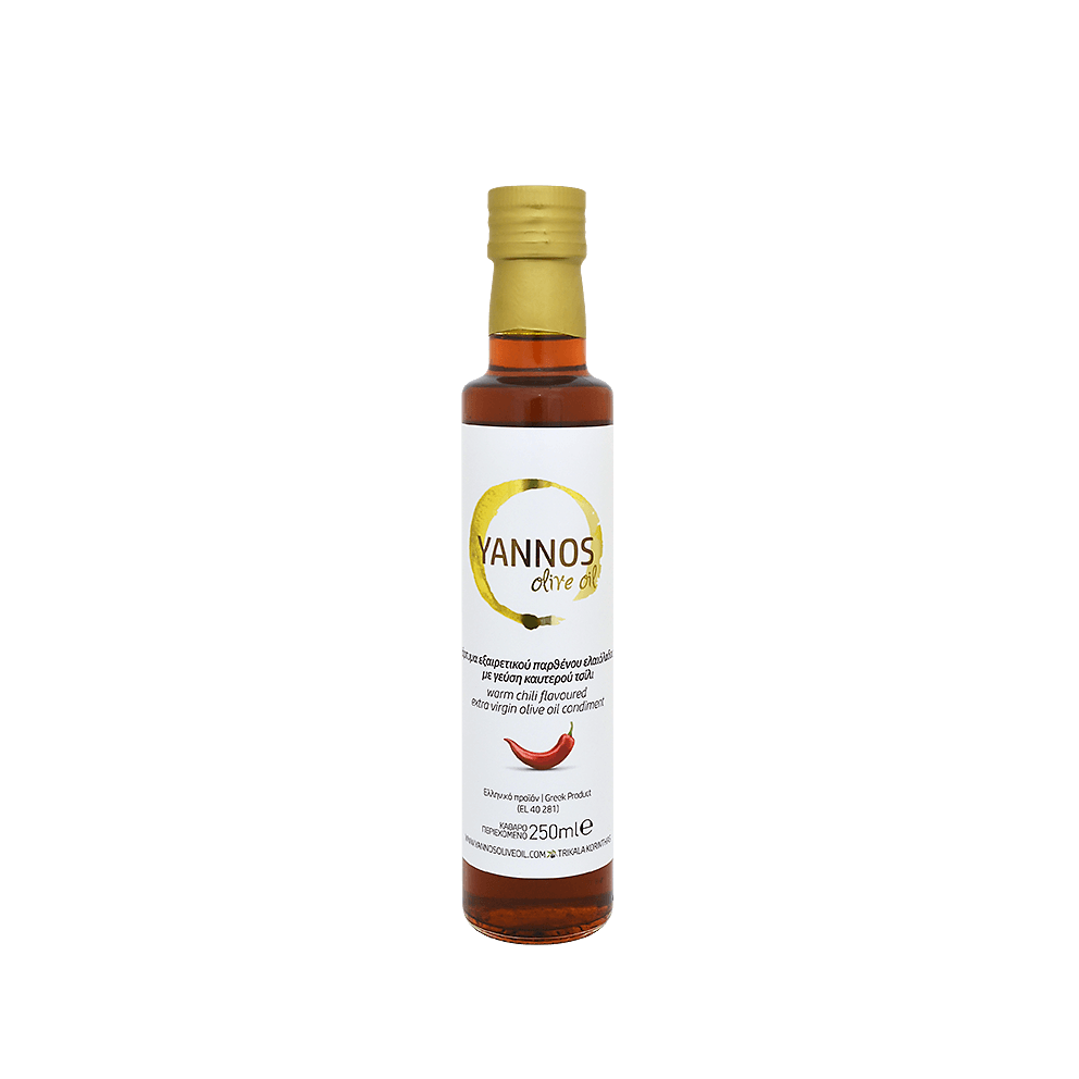 Olive oil Infused with Chili, Glass Bottle 250ml Olive oil Infused with Chili, Glass Bottle 250ml