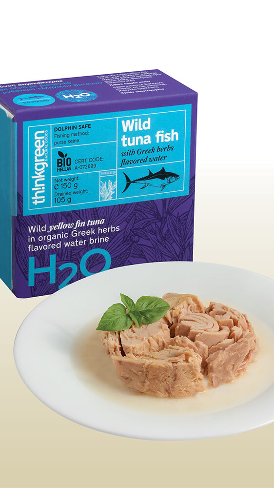 TUNA YELLOWFIN in organic greek herbs flavored water brine 150gr
