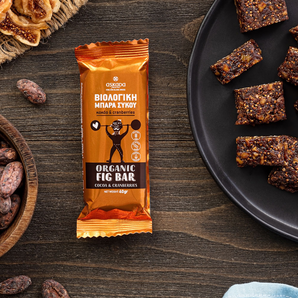 ΒΙΟΛΟΓΙΚΗ ΜΠΑΡΑ ΣΥΚΟΥ ΜΕ ΚΑΚΑΟ ΚΑΙ CRANBERRIES