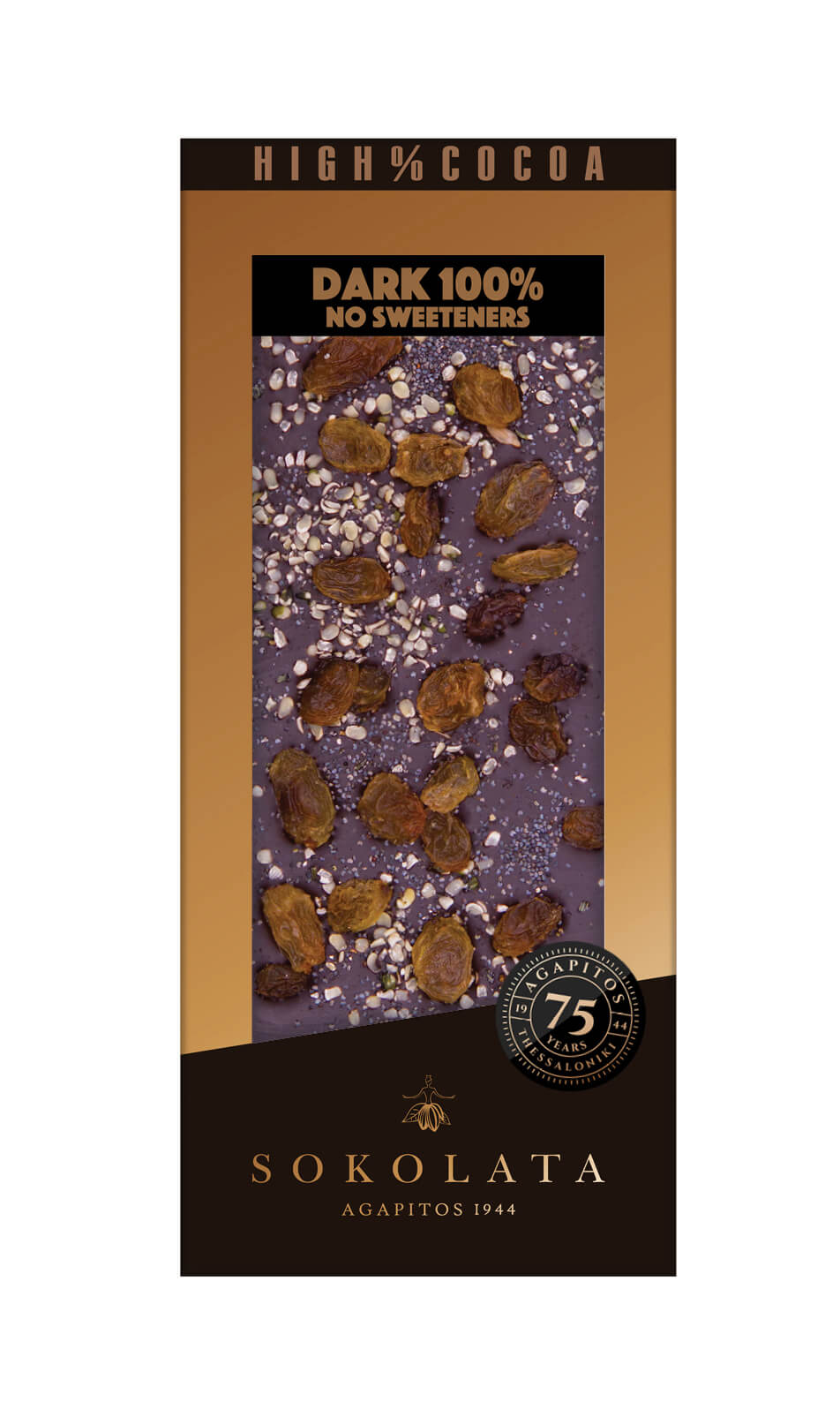 100% cocoa chocolate bar "Raisin" - No sweeteners 100% cocoa chocolate bar "Raisin" - No sweeteners