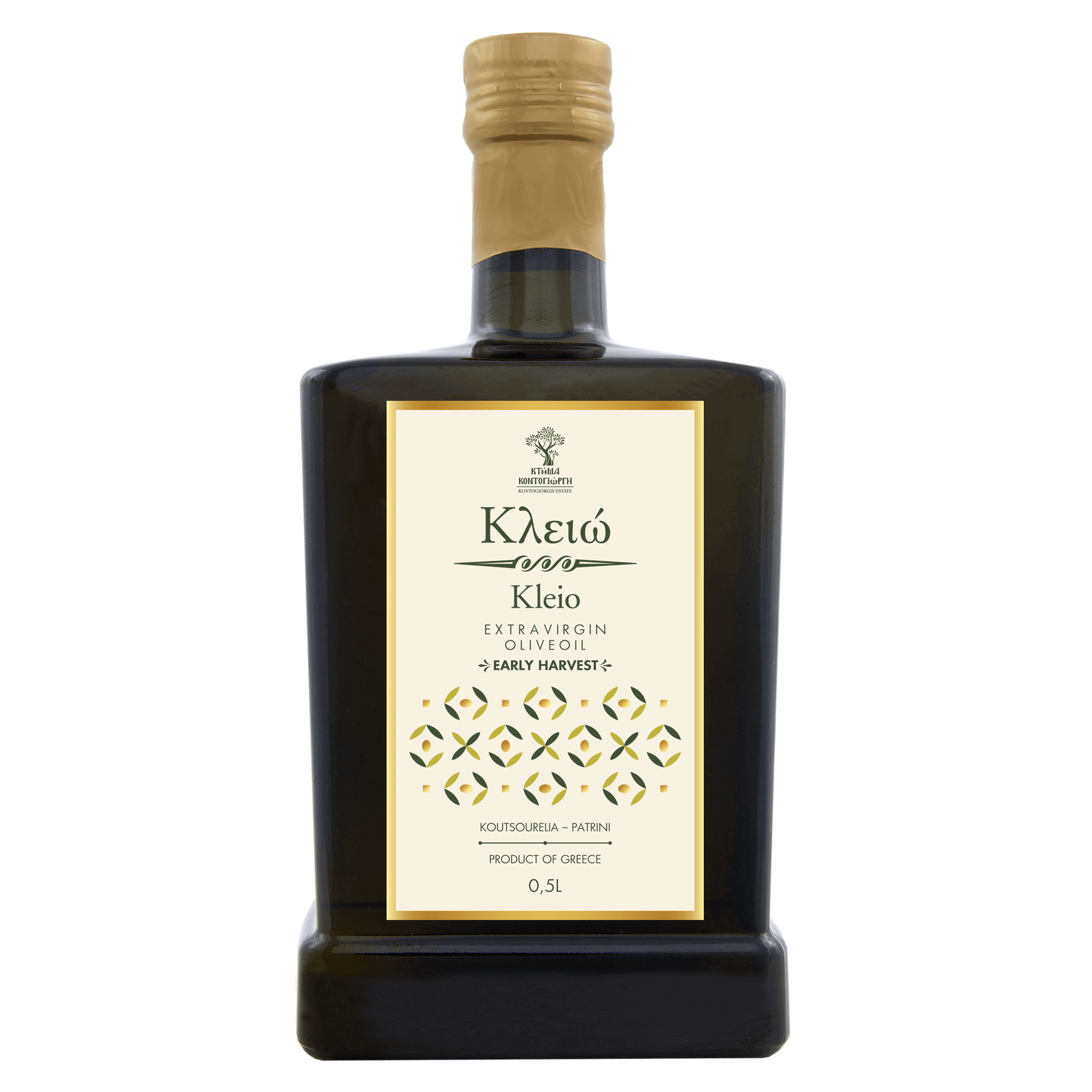 Αγουρέλαιο, Νέας σοδειάς 2020, Εξαιρετικό Παρθένο Ελαιόλαδο "Κλειώ", ποικιλίας Κουτσουρελιάς - Πατρινής, 500ml