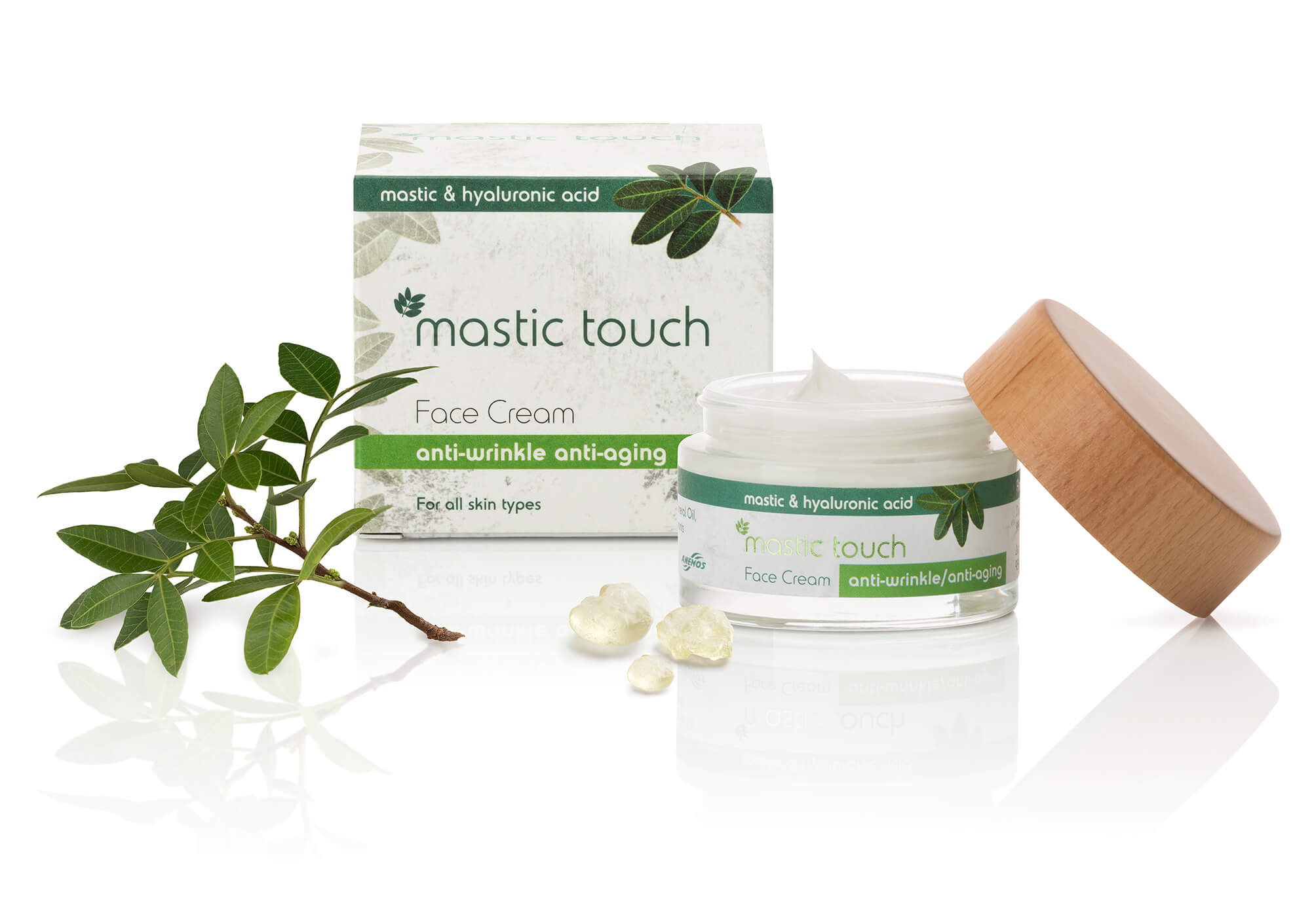 Anti wrinkle, anti ageing. mastic touch face cream with Mastic & Hyaluronic Acid 50ml