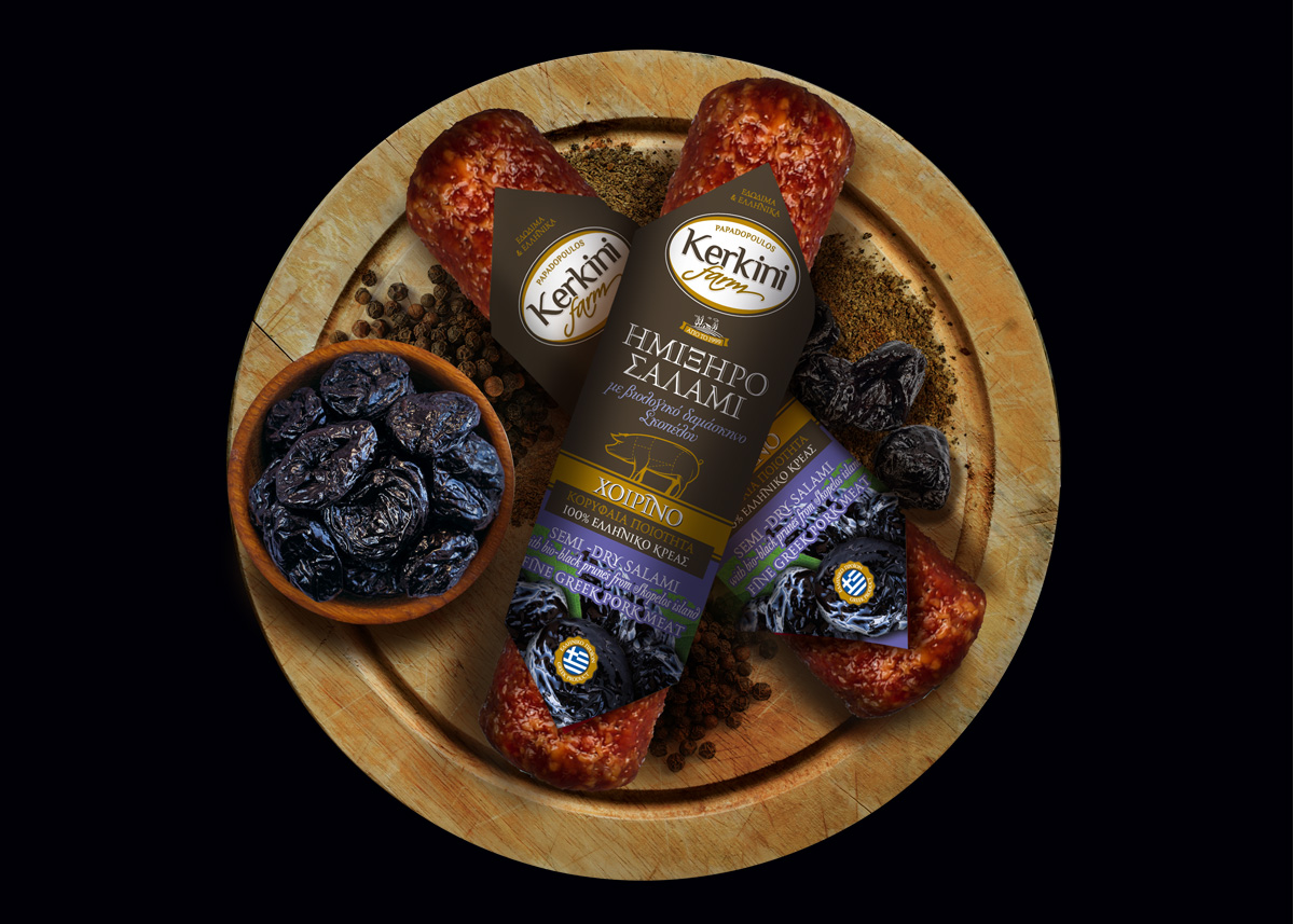 KERKINI FARM  Ημίξηρο Σαλάμι με 100% Ελληνικό Χοιρινό Κρέας & Βιολογικό Δαμάσκηνο Σκοπέλου 180gr KERKINI FARM  Ημίξηρο Σαλάμι με 100% Ελληνικό Χοιρινό Κρέας & Βιολογικό Δαμάσκηνο Σκοπέλου 180gr