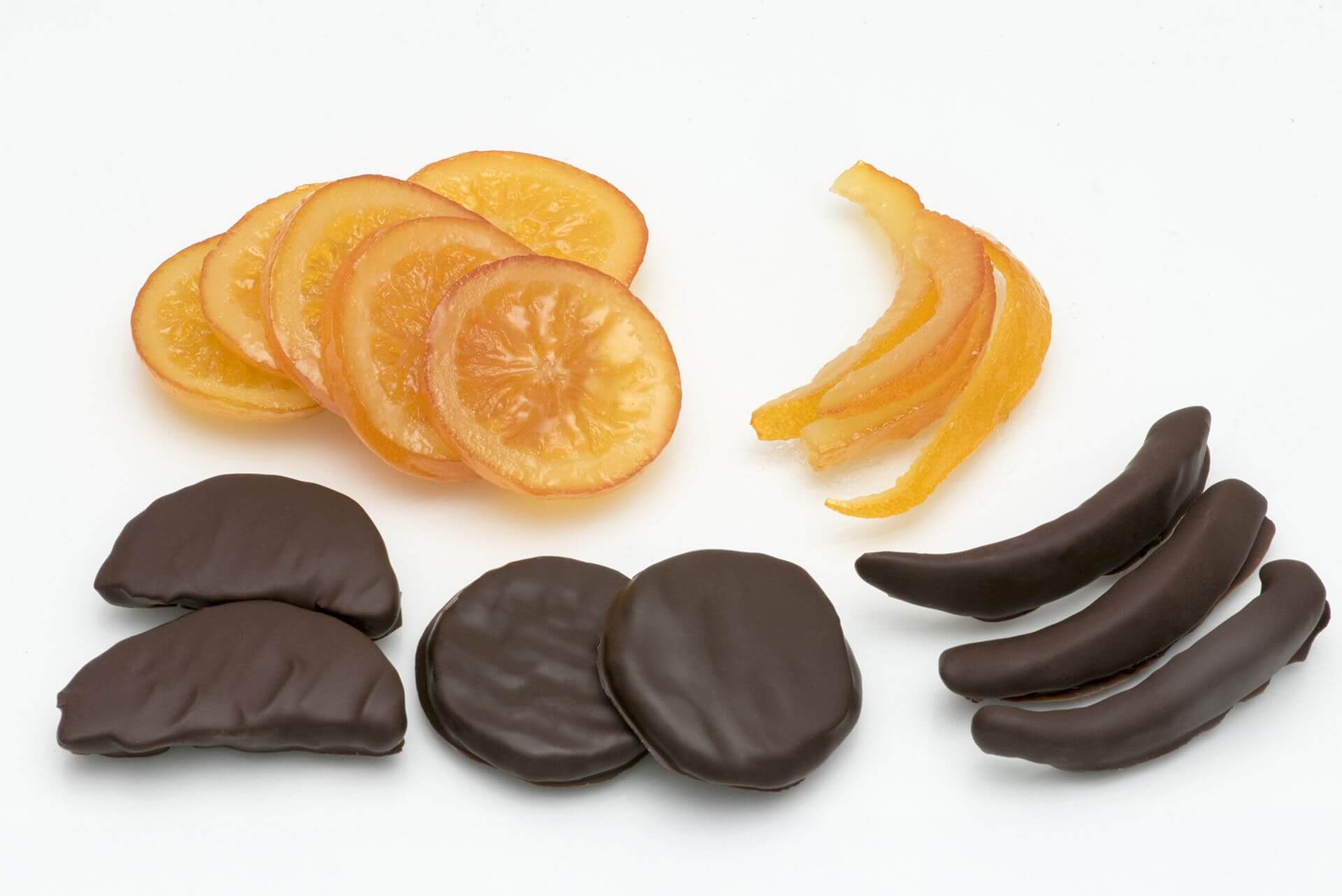 Candied Orange wheels and sticks with dark chocolate Candied Orange wheels and sticks with dark chocolate