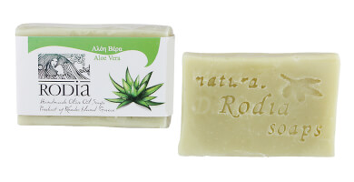 Olive oil soap with Fresh Aloe Vera Leaves.