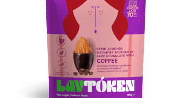 GREEK ALMONDS ELEGANTLY BRUSHED BY DARK CHOCOLATE WITH COFFEE