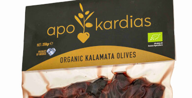 Organic Kalamata olives, vacuum-packed, 250 g