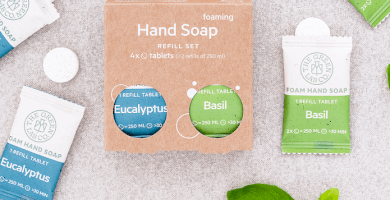 Handsoap tablets (set of 2X Eucalyptus and 2X Basil)