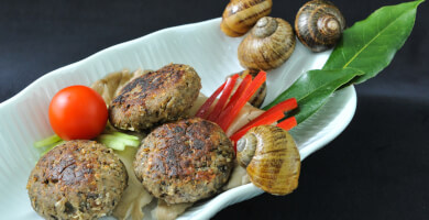 Burger made of pure minced snail fillet