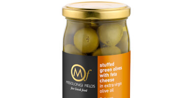 Γεμιστές πράσινες ελιές με φέτα, σε εξαιρετικό παρθένο ελαιόλαδο